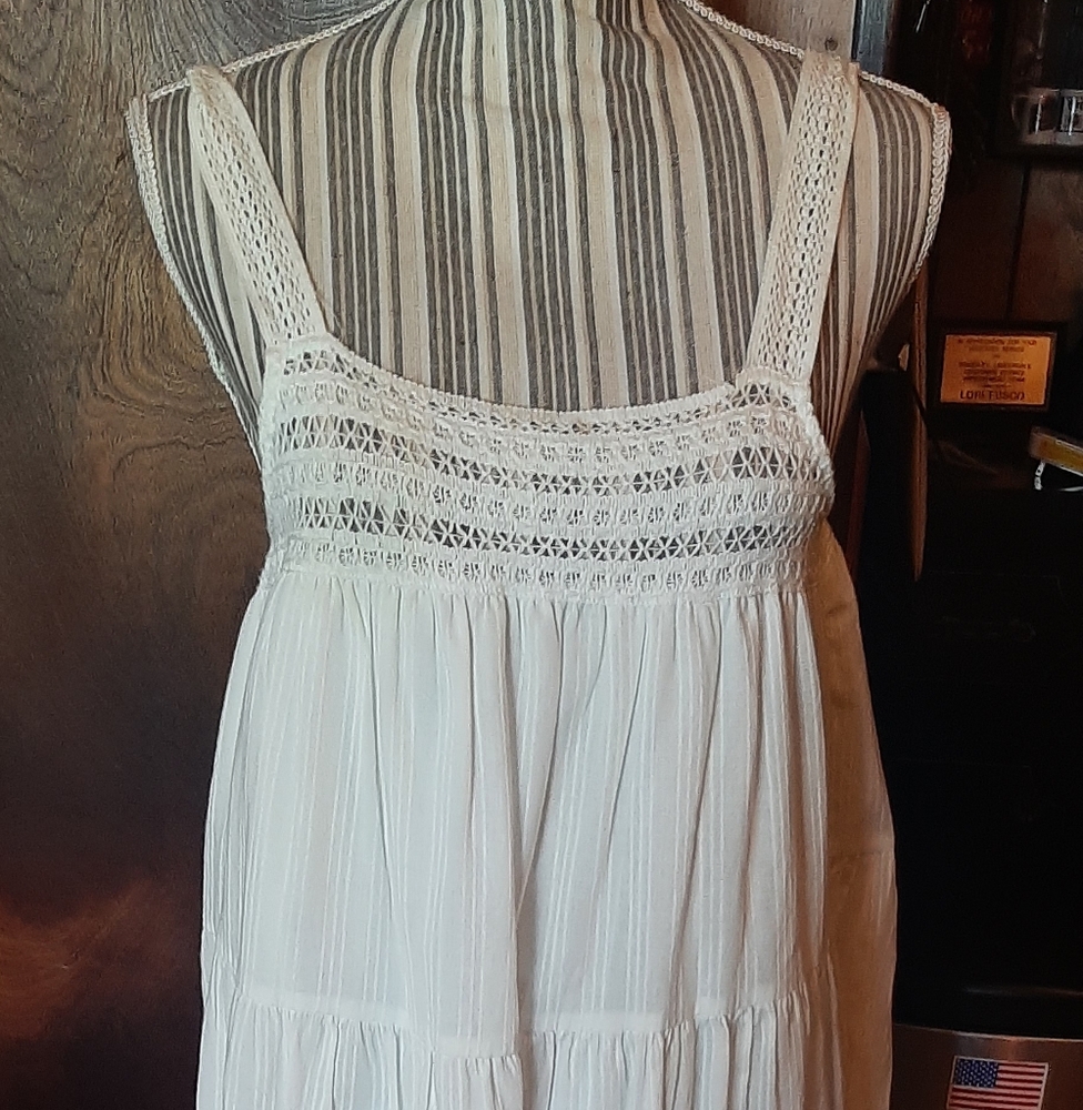 White Crochet Strap Maxi Dress
